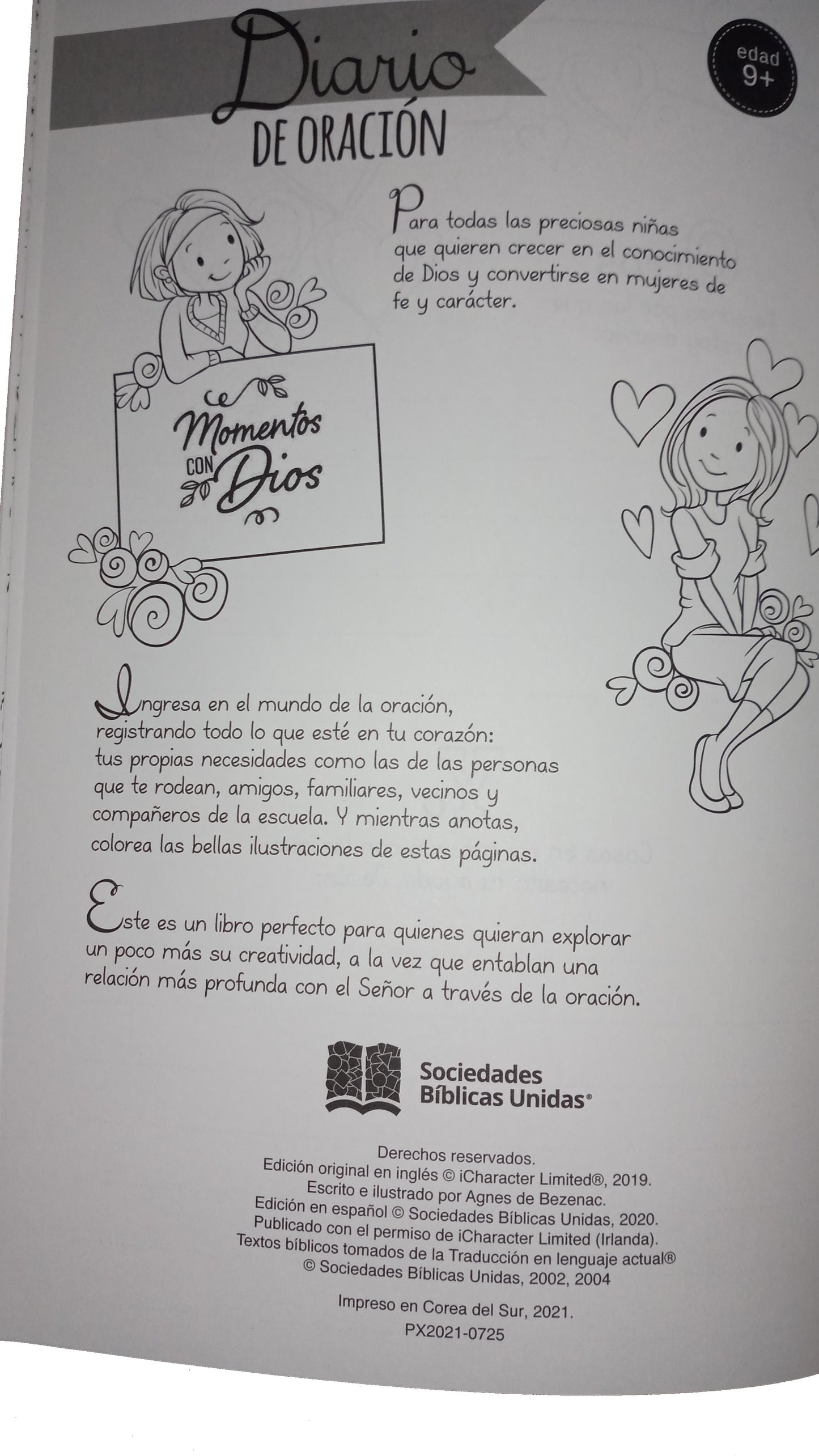 Diario de oración para niños para colorear
